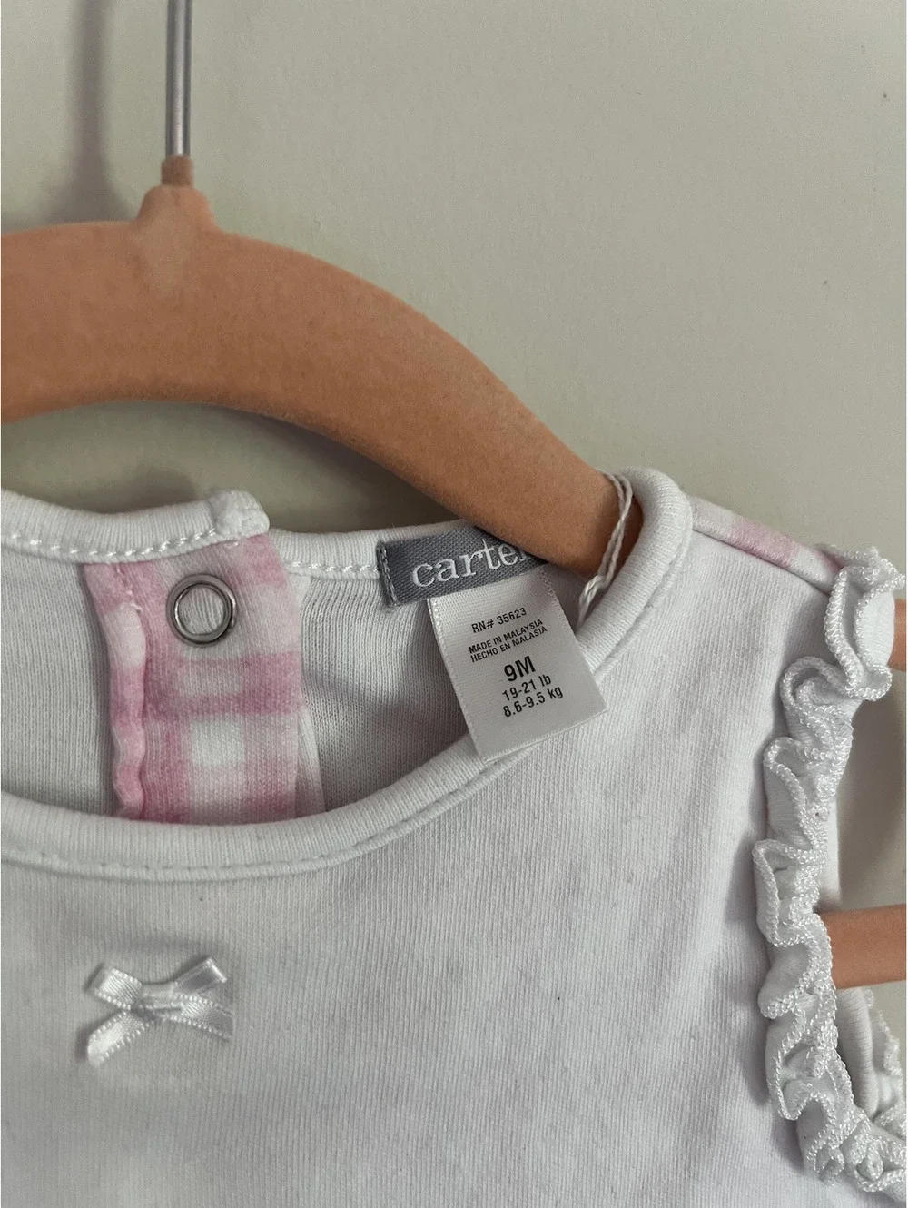 Vintage Carter’s Pink White Floral Detail Bubble